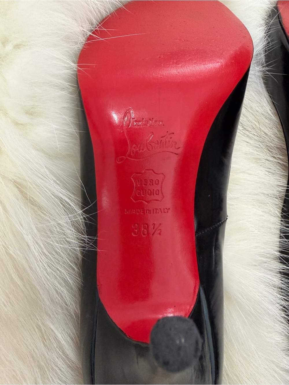 Christian Louboutin You You Black Patent Leather Peep Toe Pumps - 38.5 WORN ONCE - Picture 9 of 12